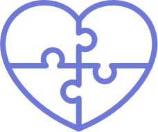 icona cuore con pezzi di puzzle
